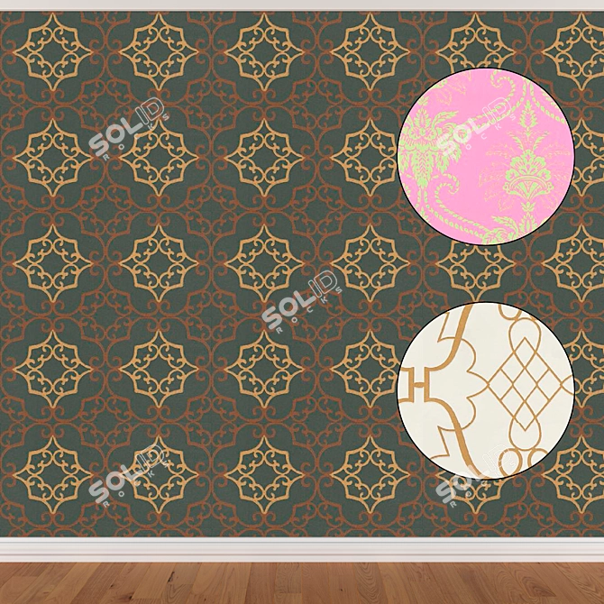 Seamless Wallpaper Set: 312 Designs (3 Colors) 3D model image 1