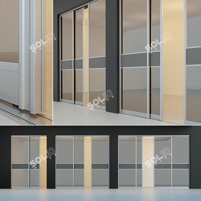 Sleek Sliding Mirror Wardrobe Door 3D model image 1