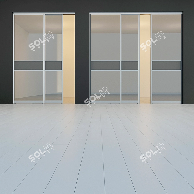 Sleek Sliding Mirror Wardrobe Door 3D model image 3