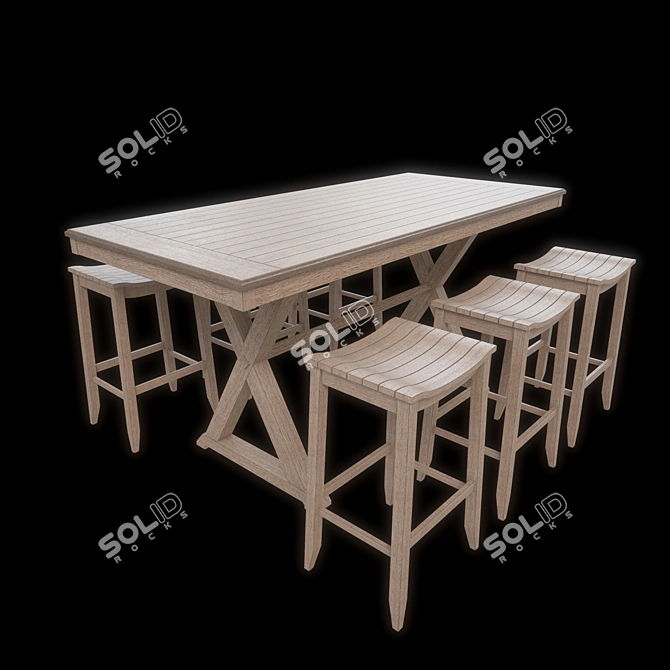 Classic American Bar Stool Set 3D model image 1