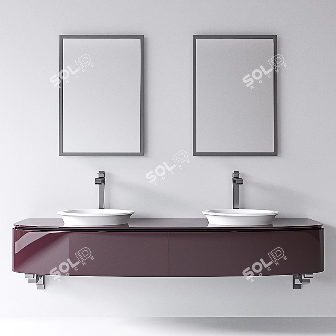 Luxury Glossy Viola Scuro Vanity 3D model image 1