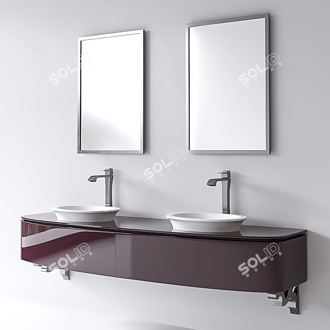 Luxury Glossy Viola Scuro Vanity 3D model image 2