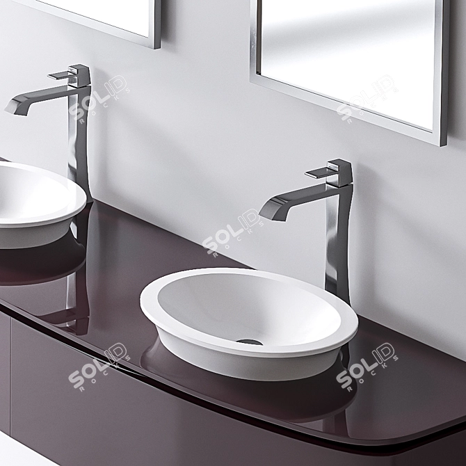 Luxury Glossy Viola Scuro Vanity 3D model image 3
