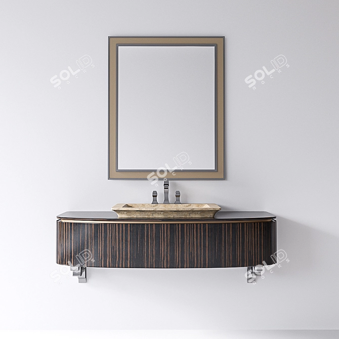 Luxury Ebony Dakar Stone Vanity 3D model image 1
