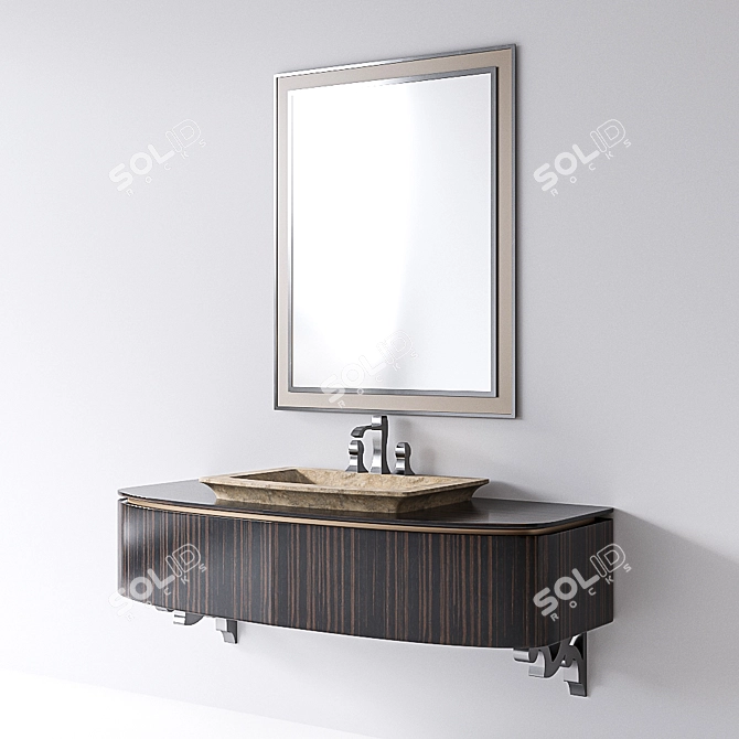 Luxury Ebony Dakar Stone Vanity 3D model image 2