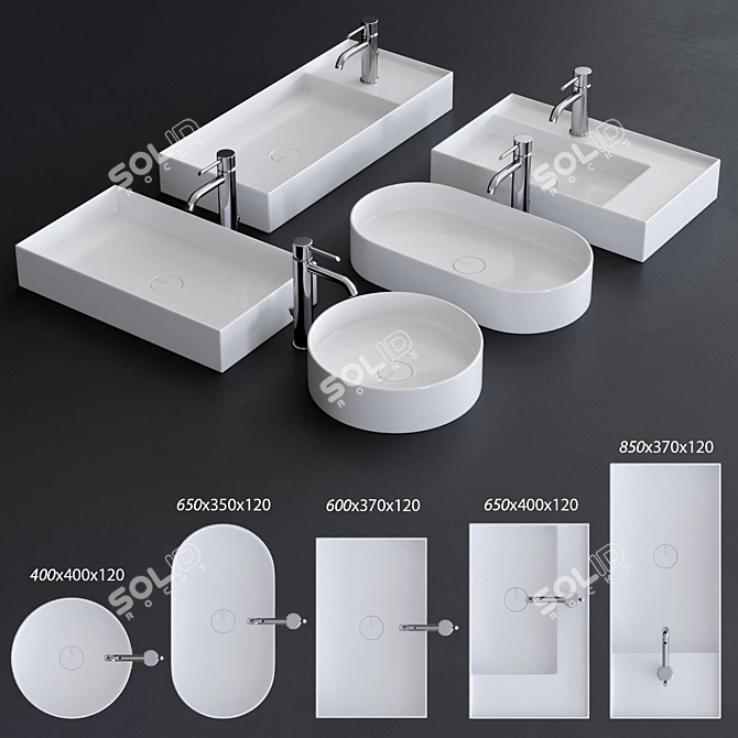 Alice Ceramica Hide Countertop Washbasin Set 3D model image 1