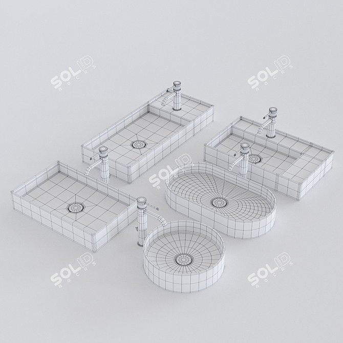 Alice Ceramica Hide Countertop Washbasin Set 3D model image 3