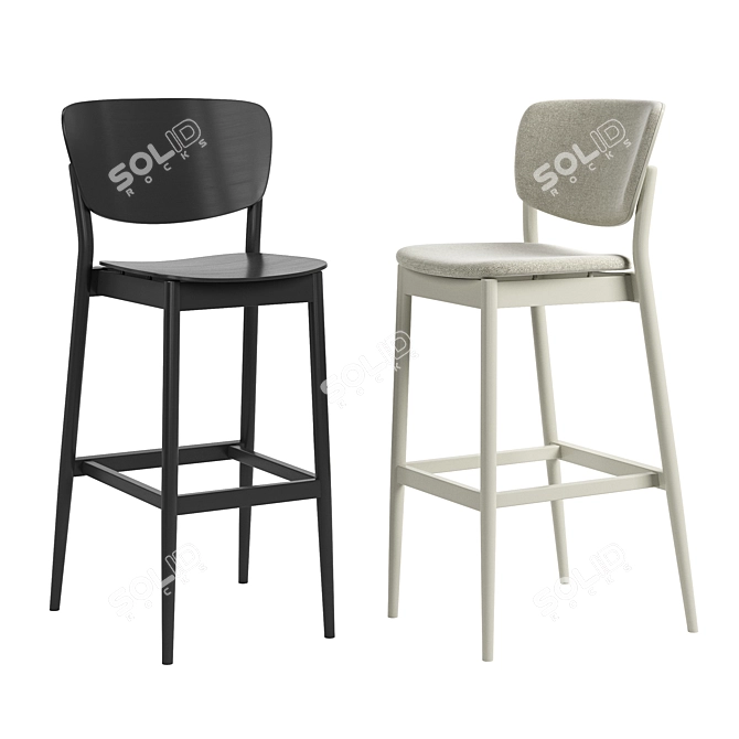 Elegant TON Valencia Barstool 3D model image 1