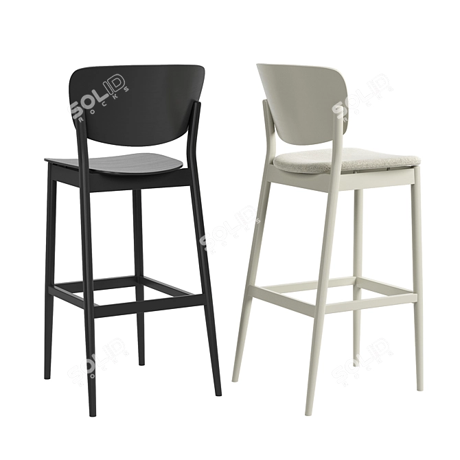 Elegant TON Valencia Barstool 3D model image 2