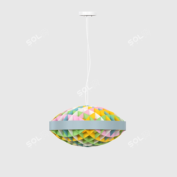 Colorful Metal Lamp with Adjustable Hanging Length 3D model image 2