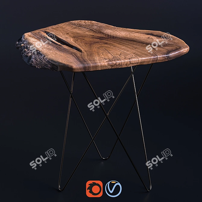 Live Edge Walnut Slab Coffee Table 3D model image 1