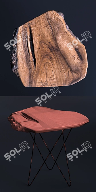 Live Edge Walnut Slab Coffee Table 3D model image 3