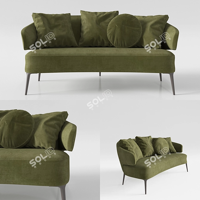 Luxury Aston Sofa with Dual Fabric Options 3D model image 1