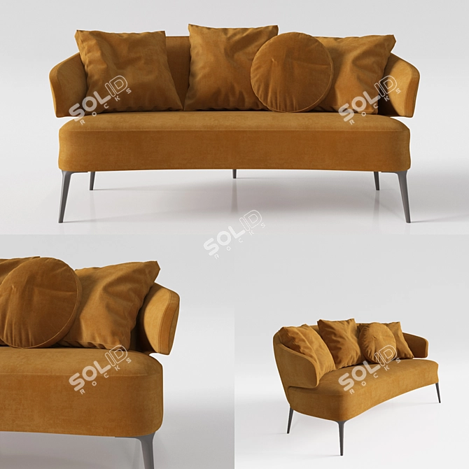 Luxury Aston Sofa with Dual Fabric Options 3D model image 2