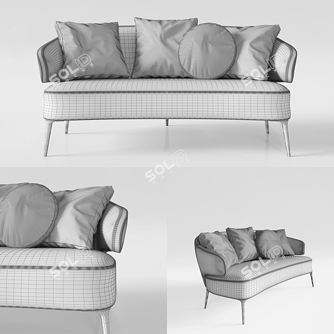Luxury Aston Sofa with Dual Fabric Options 3D model image 3