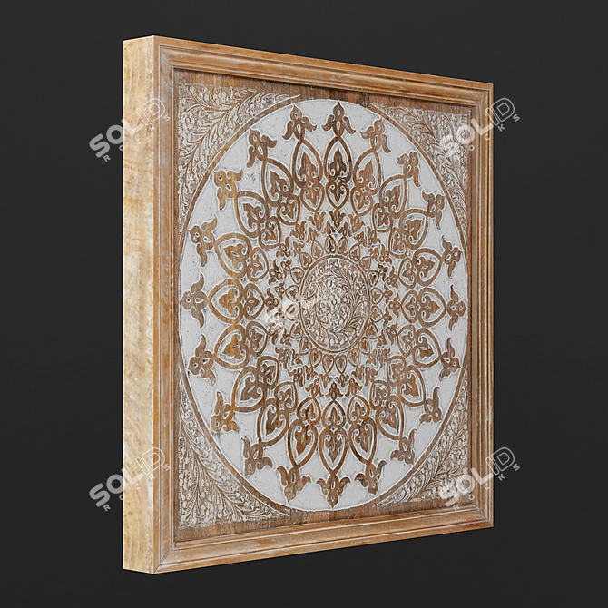 Elegant Wood Mandala Wall Art 3D model image 2