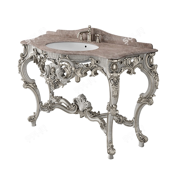 Title: Isabella Bathroom Console: Handcrafted Elegance. 3D model image 2