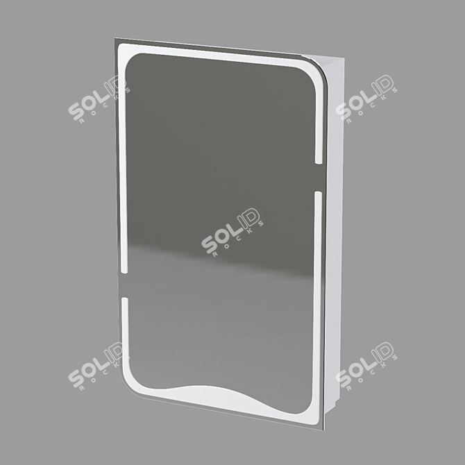 BASIC White Mirrored Cabinet 3D model image 1