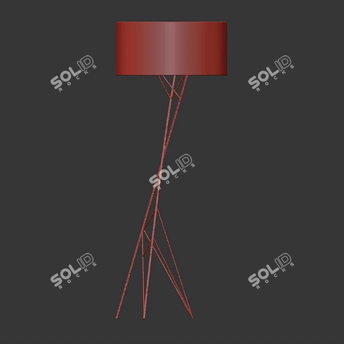 Naomi Gold Floor Lamp: Art Deco Style, 1600mm Height 3D model image 2