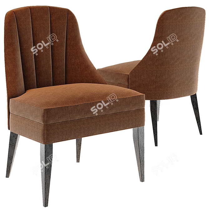 Luxury Striped Velvet Armchair 3D model image 1