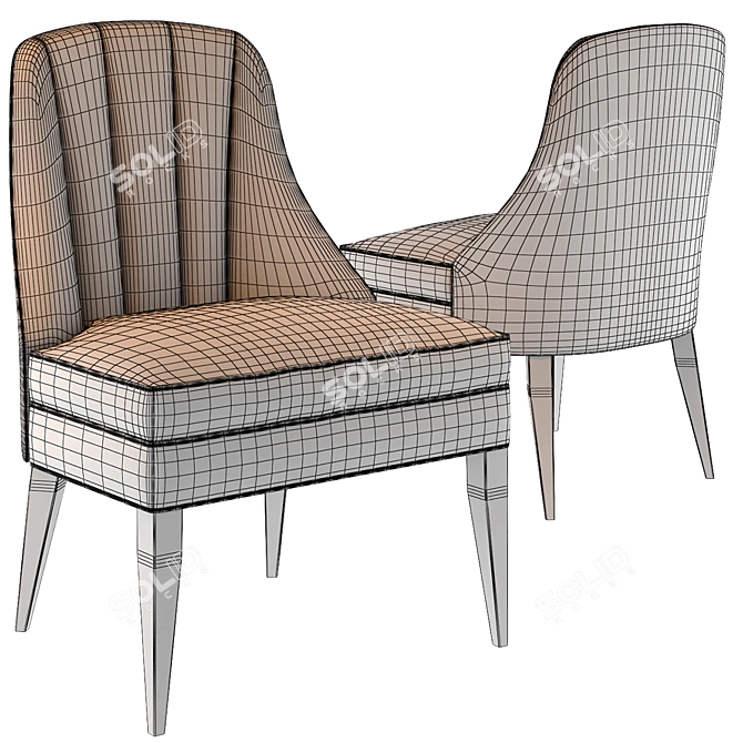 Luxury Striped Velvet Armchair 3D model image 3