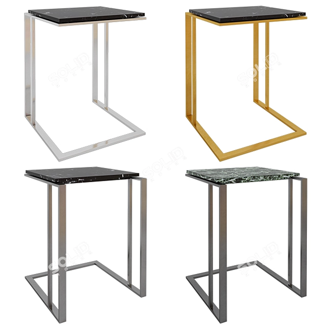 Elegant Side Table with Marble Top 3D model image 1