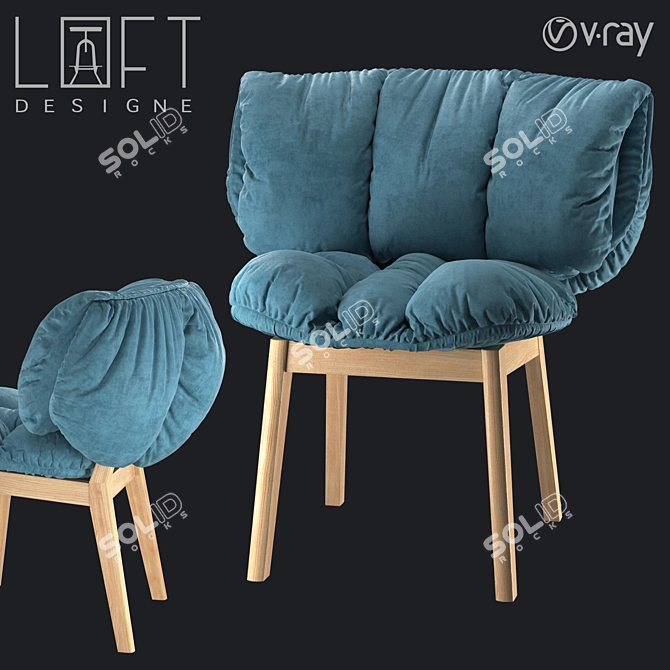 LoftDesign Chair 1671: Stylish Wood and Fabric Seating 3D model image 1