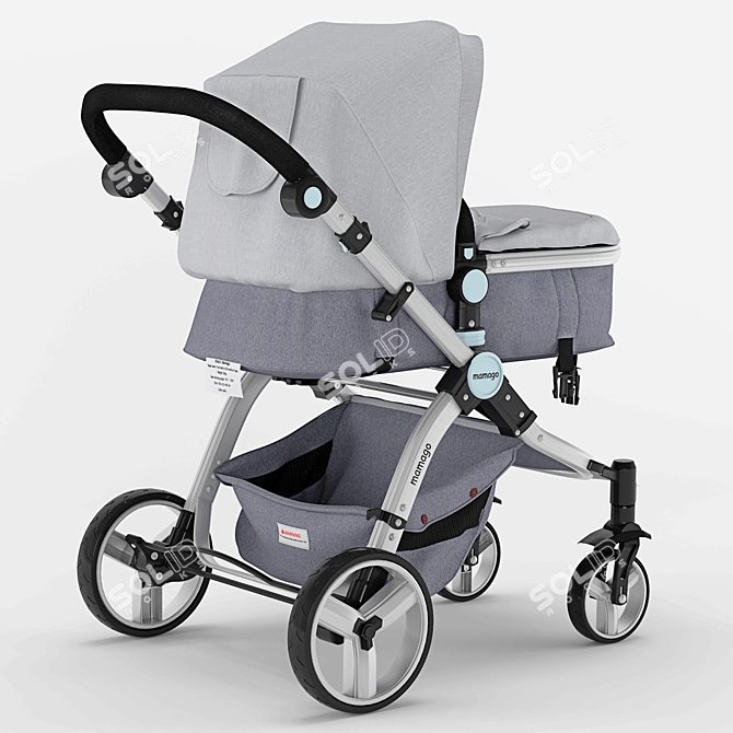 Mamago Platinum Baby Stroller: Ultimate Comfort 3D model image 2