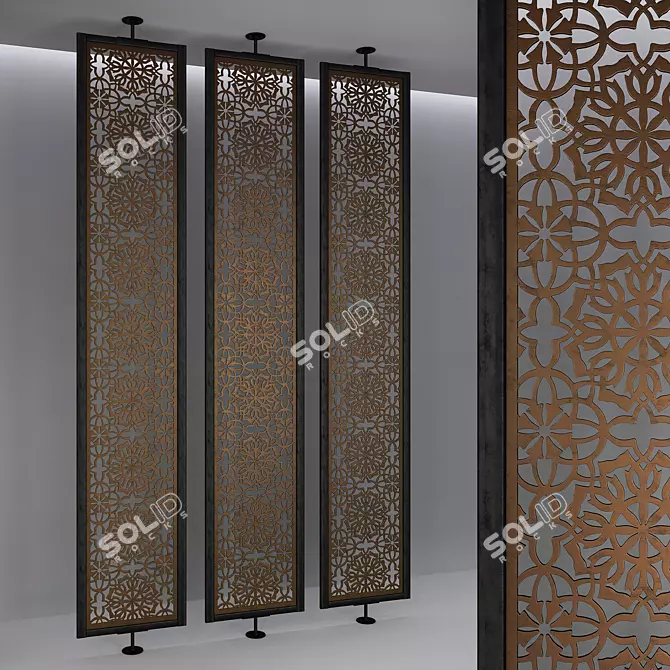 Elegant Aluminum Screen Divider 3D model image 1