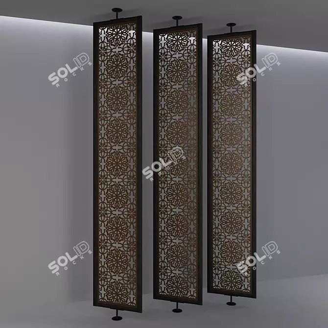 Elegant Aluminum Screen Divider 3D model image 2