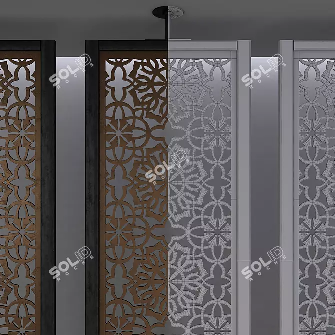 Elegant Aluminum Screen Divider 3D model image 3