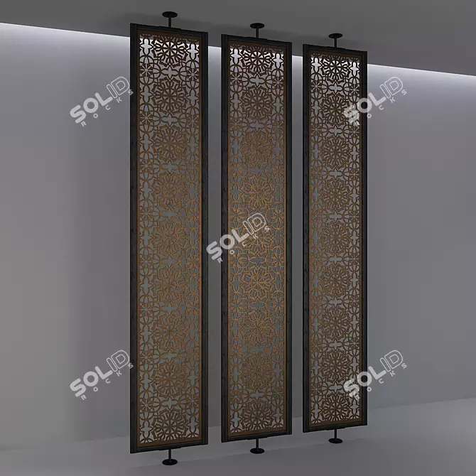 Elegant Aluminum Screen Divider 3D model image 4