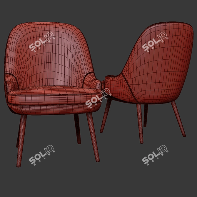Contemporary Upholstered Dining Chair 3D model image 3