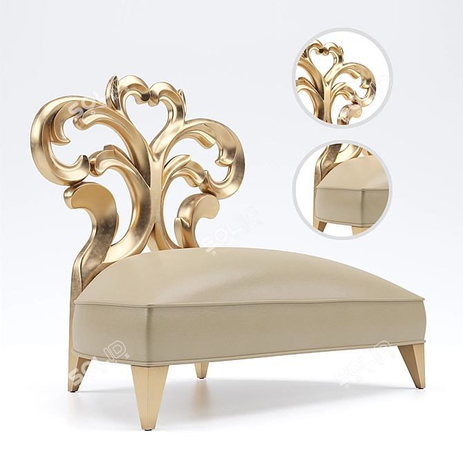 Elegant Heart-Back Occasional Chair 3D model image 1