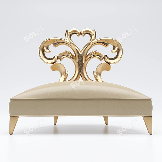 Elegant Heart-Back Occasional Chair 3D model image 2