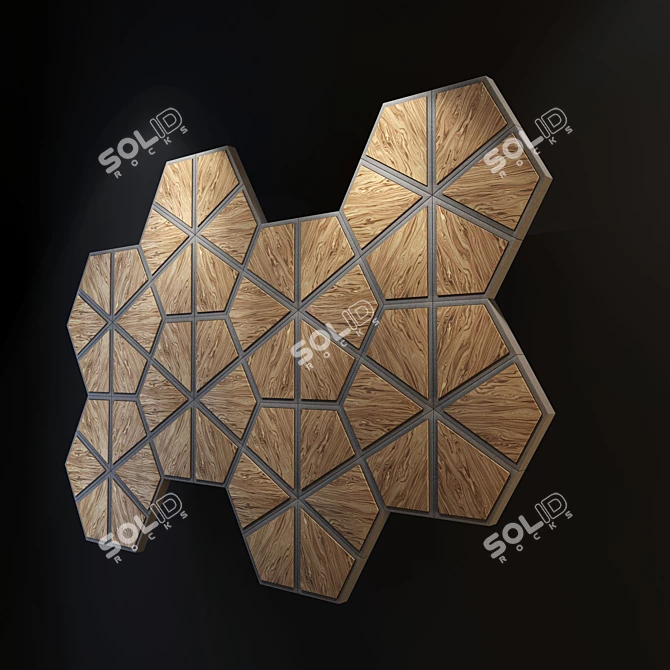 Islamic Hexagonal Wall Panel 3D model image 1