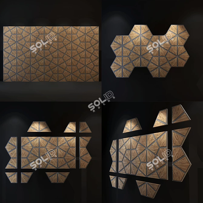 Islamic Hexagonal Wall Panel 3D model image 3