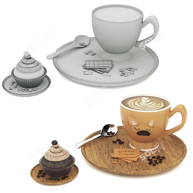 Elegant Coffee Set 3D model image 3