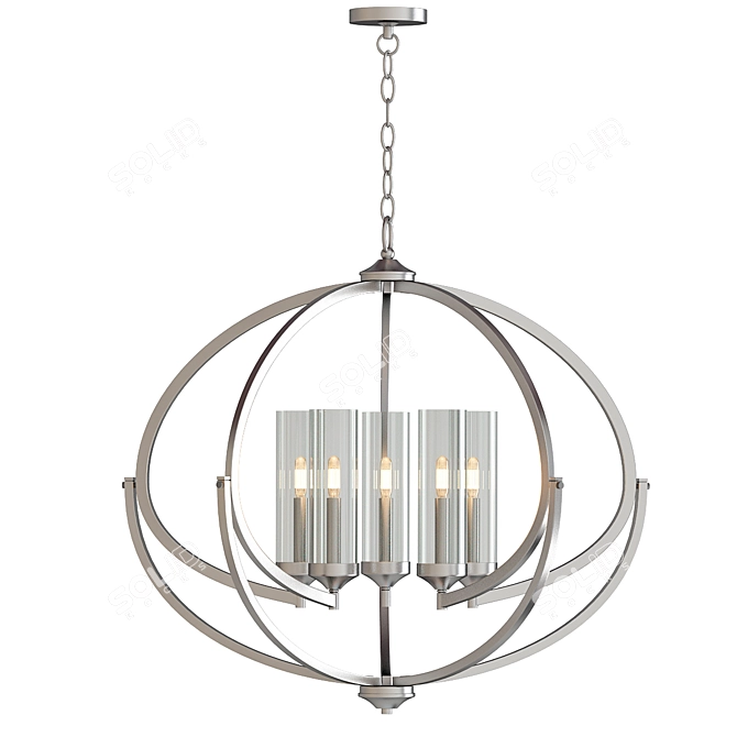 Elegant 5-Light Polished Nickel Chandelier 3D model image 1
