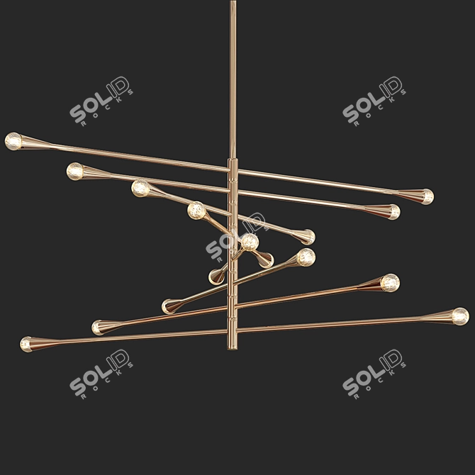 Elegant Brass Luisa Chandelier 3D model image 1