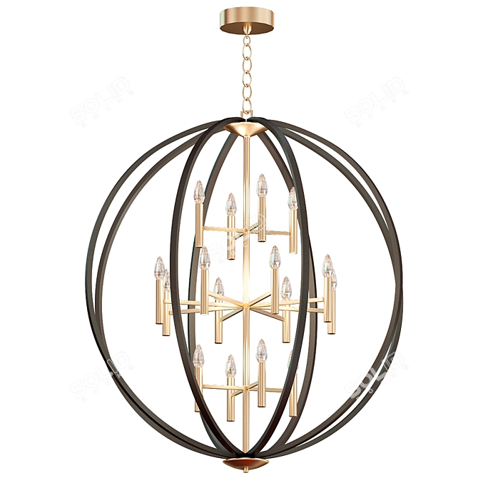 Spanish Bronze Euclid Chandelier 3D model image 1