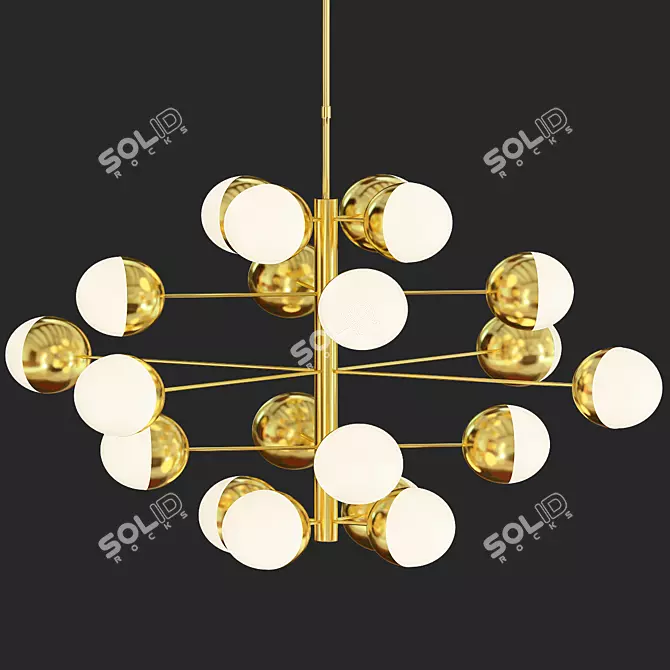 Vintage Stilnovo Globe Cluster Chandelier 3D model image 1