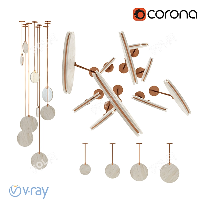 Sleek Disc Pendant Light 3D model image 1