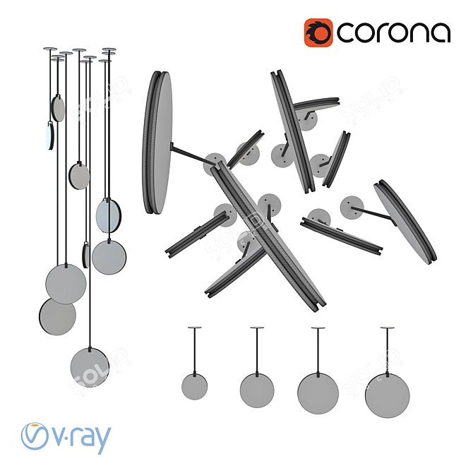 Sleek Disc Pendant Light 3D model image 2