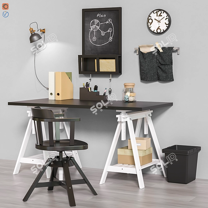 Efficient and Stylish Workplace Set 3D model image 1