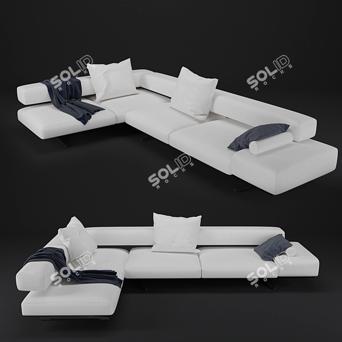 Luxury Wing Sectional Sofa 3D model image 1