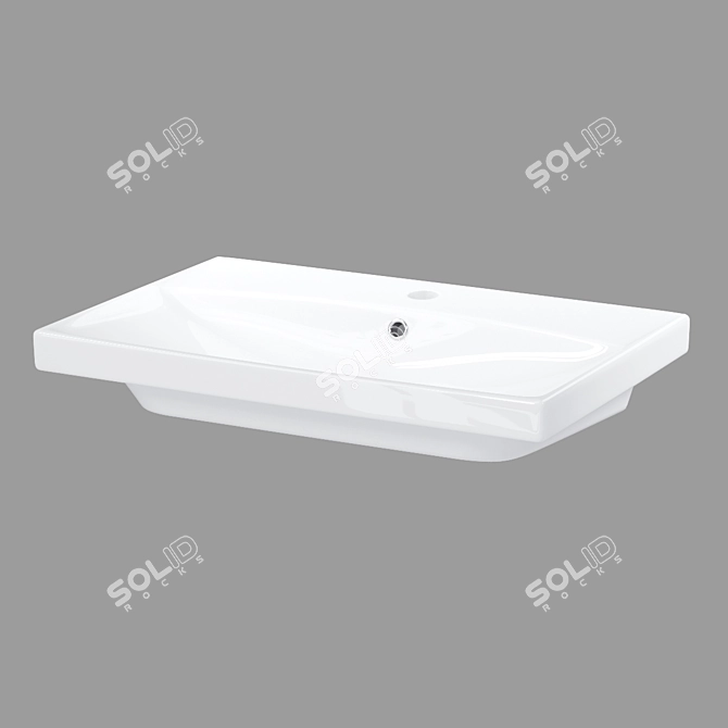 City 70 White Built-in Sink 3D model image 1