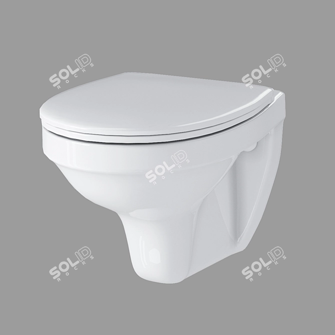 Elegant Delfi Wall-Mounted Toilet 3D model image 1