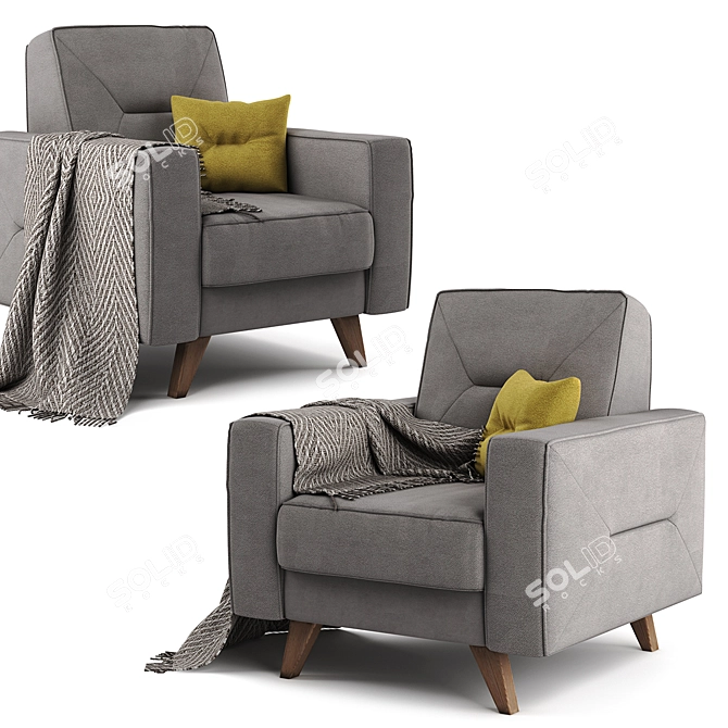 Minimalist Bari Armchair 3D model image 1