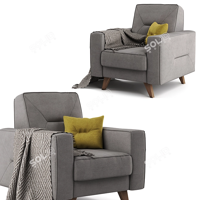 Minimalist Bari Armchair 3D model image 2